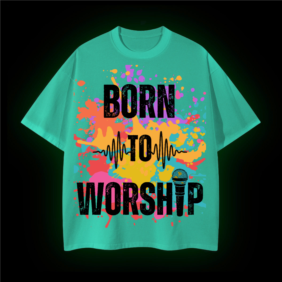 Born To Worship Unisex Glow in the Dark Oversized T-Shirt