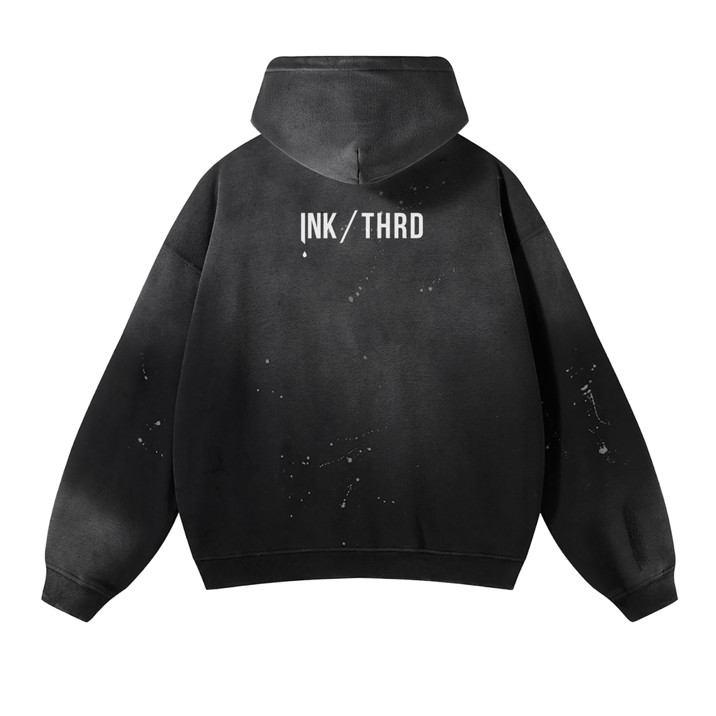 Vintage Wash Frayed Fleece Hoodie